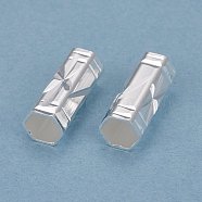 Brass Tube Beads, Long-Lasting Plated, Tube with Star, 925 Sterling Silver Plated, 15x6mm, Hole: 5mm(KK-Y003-72S)