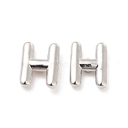 Brass Hollow Out Initial Letter Stud Earrings for Women, Platinum, Lead Free & Cadmium Free, Letter.H, 7x5.5x1.5mm, Pin: 0.8mm(EJEW-A044-01P-H)
