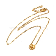 Rack Plating Brass Micro Pave Cubic Zirconia Flower Pendant Necklaces, Long-Lasting Plated Jewelry for Women, Cadmium Free & Lead Free, Real 18K Gold Plated, 15.83 inch(40.2cm)(NJEW-H168-03G)