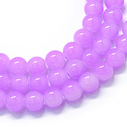 Baking Painted Imitation Jade Glass Round Bead Strands, Medium Orchid, 10~10.5mm, Hole: 1.5mm, about 85pcs/strand, 31.4 inch(X-DGLA-Q021-10mm-44)