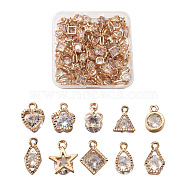 Rhombus Alloy Charms, with Clear Cubic Zirconia, Mixed Color, 14x11x5mm, Hole: 1.5mm, 100pcs/box(ZIRC-CD0001-01)