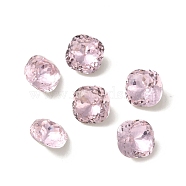 K9 Glass Rhinestone Cabochons, Pointed Back & Back Plated, Faceted, Square, Light Rose, 10x10x6mm(GLAA-I052-01C)