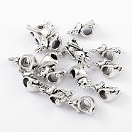 Tibetan Style Alloy Christmas Reindeer/Stag European Beads, Large Hole Beads, Cadmium Free & Nickel Free & Lead Free , Antique Silver, 16x14x10mm, Hole: 4.5mm, about 260pcs/1000g(TIBEB-8009-AS-NR)