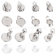 DIY Earring Making, with Transparent Glass Cabochons and 304 Stainless Steel Clip-on Earring Findings, Stainless Steel Color, 8mm/10mm/12mm/14mm, 40pcs/box(DIY-UN0001-29)
