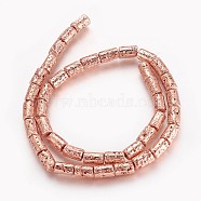 Electroplated Natural Lava Rock Beads Strands, Long-Lasting Plated, Column, Rose Gold Plated, 6~6.5x8.5~10mm, Hole: 1.2mm, about 40pcs/strand, 14.96 inch(38cm)(G-P400-03RG)