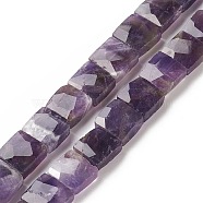 Natural Amethyst Beads Strands, Faceted, Square, 9~11.5x9~12x5~7mm, Hole: 1.2mm, about 34~36pcs/strand, 14.96~15.63 inch(38~39.7cm)(G-G996-A10)