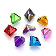 UV Plating Opaque Acrylic Beads, Faceted, Triangular, Mixed Color, 13.5x20.5x17.5mm, Hole: 2.5mm(PACR-T017-05)