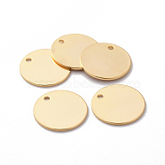 Brass Pendants, Flat Round, Nickel Free, Real 18K Gold Plated, 20x1mm, Hole: 2mm(X-KK-S350-271)