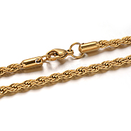 304 Stainless Steel Rope Chain Necklaces, with Lobster Claw Clasps, Golden, 23.6 inch(60cm), 4mm(X-NJEW-M151-26G)