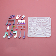 DIY Pendants Silicone Molds, for Wind Chime Making, For UV Resin Making, Jewelry Making, Musical Note, White, 83x80x5mm, Hole: 1.2mm, Inner Diameter: 16~28x7~32mm(DIY-TAC0001-34)