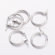 Brass Hoop Earrings, Nickel Free, Platinum Color, 14x1.5mm(X-EC261-NF)