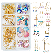 DIY Ocean Themed Earring Making Kits, Including Alloy Resin Pendants, Brass Linking Rings & Earring Hooks & Cable Chains, Iron jump Rings, Mixed Color(DIY-SC0001-96G)
