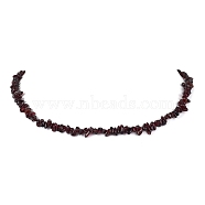 Natural Garnet Chip Beaded Necklace, Golden, 15.94~15.98 inch(40.5~40.6cm)(NJEW-JN04616-09)