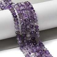 Natural Amethyst Beads Strands, Rondelle, Faceted, 6x4.5mm, Hole: 0.8mm, about 88pcs/strand, 15.35''(39cm)(G-I378-B01-01)