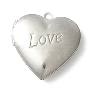304 Stainless Steel Diffuser Locket Pendants, Photo Frame Pendants for Necklaces, Heart with Love, Stainless Steel Color, 29x28.5x7mm, Hole: 2mm, Inner Diameter: 19.5x21mm(STAS-K002-06P)