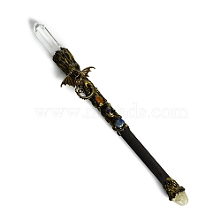 Natural Quartz Crystal & Citrine Magic Wand, Cosplay Magic Wand, with Wood Wand, for Witches and Wizards, Dragon, 290mm(PW-WG28233-05)