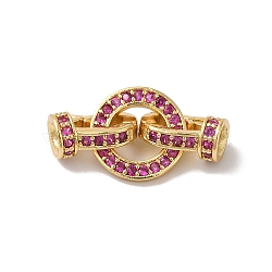 Rack Plating Brass Micro Pave Orchid Cubic Zirconia Fold Over Clasps, Cadmium Free & Lead Free, Long-Lasting Plated, Real 18K Gold Plated, 22mm, Hole: 3mm(KK-A222-04B-G)