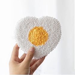DIY Cotton Cup Mat Punch Needle Kits, with Woolen Yarn and Nonwoven Fabric & Glue & Plastic Shovel & Wire & Awl Tool, Heart Pattern, 245x235x1mm(DIY-K032-40A)