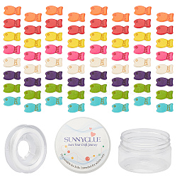 SUNNYCLUE DIY Fish Bead Stretch Bracelets Making Kits, Including 100pcs Dyed Synthetic Turquoise Beads, Elastic Thread, Mixed Color, 20x10x5mm, Hole: 1mm(DIY-SC0014-67)