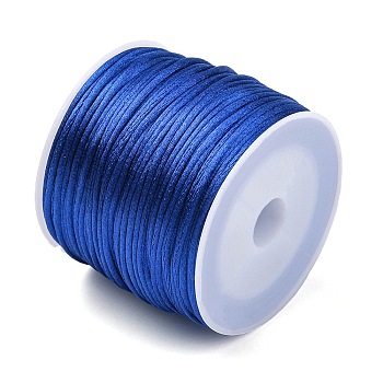 30M Nylon Rattail Satin Cord, Beading String, for Chinese Knotting, Jewelry Making, Blue, 1mm, about 32.81 Yards(30m)/Roll