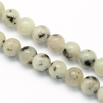 Natural Sesame Jasper/Kiwi Jasper Round Beads Strands, 8.5mm, Hole: 1.2mm, about 47pcs/strand, 15.5 inch