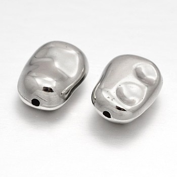 Oval CCB Plastic Beads, Platinum, 15x11x6mm, Hole: 1.5mm