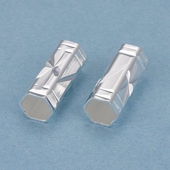 Brass Tube Beads, Long-Lasting Plated, Tube with Star, 925 Sterling Silver Plated, 15x6mm, Hole: 5mm