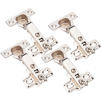 Gorgecraft 4Pcs Iron Hinge, Wardrobe Door Accessories, Stainless Steel Color, 85x50.7x18mm, Hole: 4mm  and 4.2x7.5mm