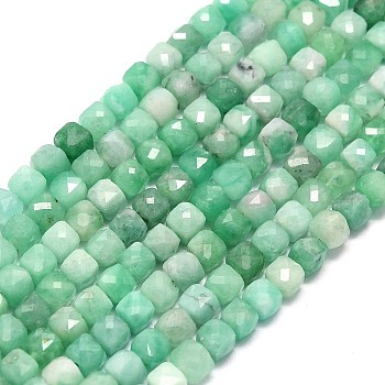 Natural Emerald Beads Strands, Faceted, Cube, 4~4.5x4~4.5x4~4.5mm, Hole: 0.8mm, about 94~96pcs/strand, 15.12~15.47 inch(38.4~39.3cm)