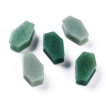 Natural Green Aventurine Beads, Coffin, No Hole/undrilled, for Wire Wrapped Pendant Making, 33x21x12mm