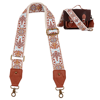Ethnic Style Polyester Adjustable Bag Straps, with Alloy Swivel Clasps, White, 83~153.5cm