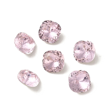 K9 Glass Rhinestone Cabochons, Pointed Back & Back Plated, Faceted, Square, Light Rose, 10x10x6mm