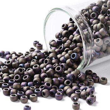 TOHO Round Seed Beads, Japanese Seed Beads, (615) Matte Color Iris Purple, 8/0, 3mm, Hole: 1mm, about 1110pcs/50g