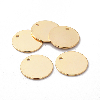 Brass Pendants, Flat Round, Nickel Free, Real 18K Gold Plated, 20x1mm, Hole: 2mm