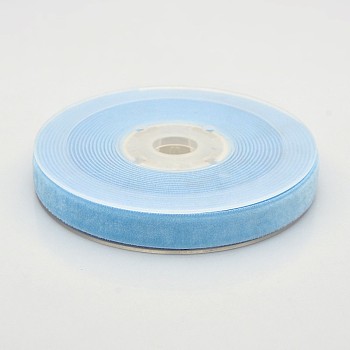 Polyester Velvet Ribbon for Gift Packing and Festival Decoration, Light Sky Blue, 1/2 inch(13mm), about 25yards/roll(22.86m/roll)