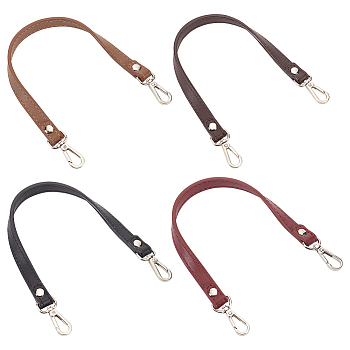 WADORN 4 Strands 4 Colors Imitation Leather Bag Handles, with Alloy Clasps, for Bag Straps Replacement Accessories, Mixed Color, 345~355x12x3.5mm, 1 strand/color