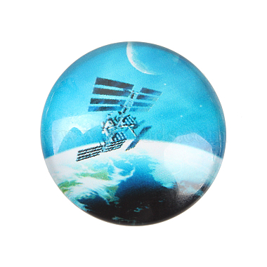 Starry Sky Printed Glass Half Round/Dome Cabochons(GGLA-N004-25mm-D)-2