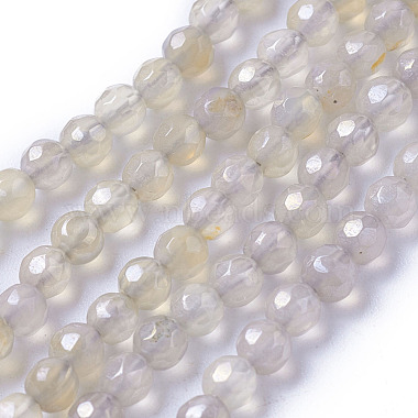 4mm LightGrey Round Grey Agate Beads