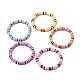 5pcs 5 ensemble de bracelets extensibles de surfeur heishi en argile polymère de couleur(BJEW-JB09862)-1