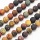 Frosted Round Natural Picture Jasper Beads Strands(G-N0166-48-8mm)-1