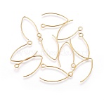 Ion Plating(IP) 304 Stainless Steel Earring Hooks, with Horizontal Loop, Golden, 25.5x15x0.8mm, Hole: 2mm, 20 Gauge, Pin: 0.8mm(STAS-O119-03G)