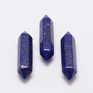 Dyed Natural Lapis Lazuli Double Terminated Point Beads, Healing Stones, Reiki Energy Balancing Meditation Therapy Wand, for Wire Wrapped Pendants Making, No Hole/Undrilled, 35x9x9mm(G-K009-35mm-01)