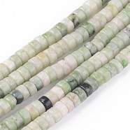 Natural Qinghai Jade Beads Strands, Heishi Beads, Flat Round/Disc, 4.5x2.5mm, Hole: 0.8mm; about 160pcs/Strand, 15.7 inches(40cm)(G-L528-13)