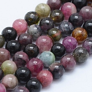Natural Tourmaline Beads Strands, Round, 5mm, Hole: 1mm, about 78pcs/strand, 15.9 inch(40.5cm)(G-J373-08-5mm)