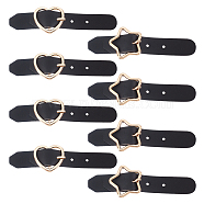Nbeads 8 Sets 2 Style PU Leather Toggle Buckle, with Iron & Alloy Center Bar Buckles, for Bag Sweater Jacket Coat, Star & Heart, Black, Light Gold, 9x1.5cm, 4 sets/style(AJEW-NB0003-80LG)