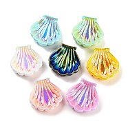 Iridescent Opaque Resin Cabochons, AB Color Shell Shape Cabochons, Mixed Color, 30x30x10mm(RESI-H151-01)