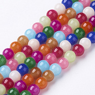 Glass Beads Strands, Imitation Jade, Round, Mixed Color, 6~6.5mm, Hole: 1mm; about 62~63pcs/strand, 14.37 inches(GLAA-D085-6mm)