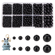 Plastic Doll Eyes Crafts, For DIY Doll Toys Accessories, Round, Black, 3~8mm, hole: 1.2~2mm, about 1380pcs/set(DIY-WH0203-51)