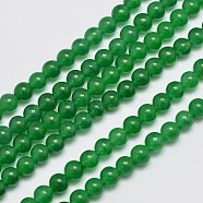 Natural & Dyed Malaysia Jade Bead Strands, Round, Green, 4mm, Hole: 0.8mm, about 92pcs/strand, 15 inch(G-A146-4mm-A06)