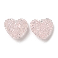 Resin Beads, with Rhinestone, Drusy Heart, Pink, 17x19x10.5mm, Hole: 1.6mm(RESI-C038-01B)